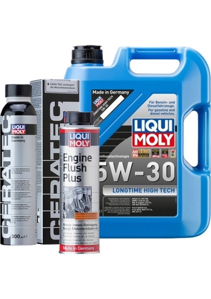 Liqui Moly Özel Set-2 (Longtıme High Tech 5W-30 Motor Yağ 5 Lt Motor Yağı+Ceratec Seamik Katkı 300 Ml+Motor Içi Temizleyici 300 Ml)