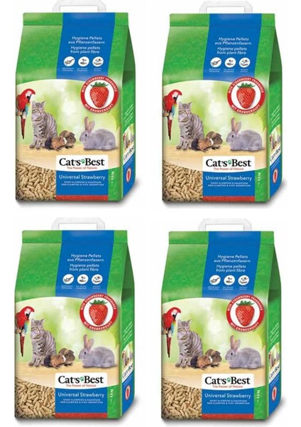 Cats Best Universal Çilekli Kedi-Kuş ve Kemirgen Kumu 10 Lt x 4 Adet