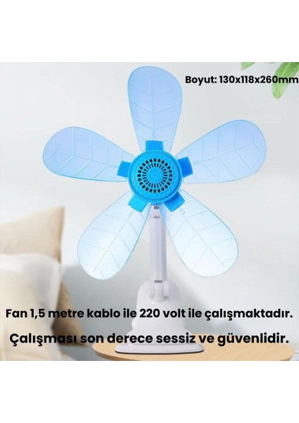 Dc 220V 1.5mt Fiş Girişli Klipsli Masaüstü Vantilatör Ev Ofis Mini Fan Vantilatör Döner Başlık