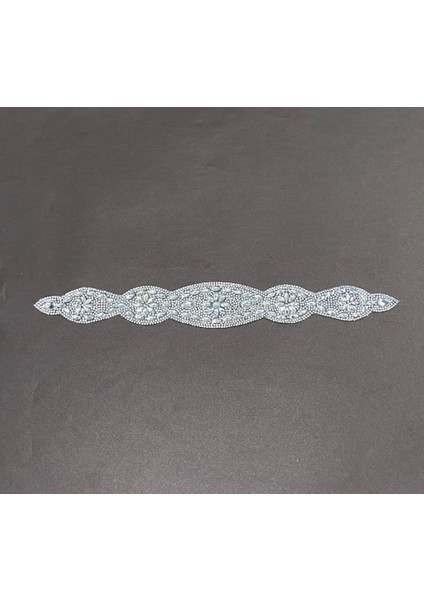 Taşlı Kemer Aksesuarı / Taşlı Kemer / Ütü ile Yapışan Gümüş Taşlı Kemer