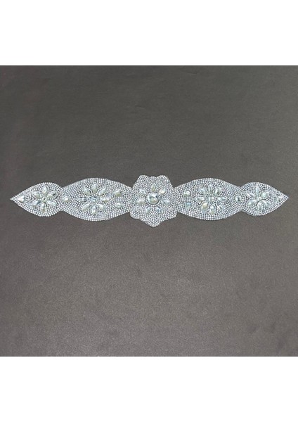 Taşlı Kemer Aksesuarı / Taşlı Kemer / Ütü ile Yapışan Gümüş Taşlı Kemer