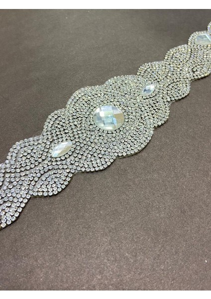 Taşlı Kemer Aksesuarı / Taşlı Kemer / Ütü ile Yapışan Gümüş Taşlı Kemer