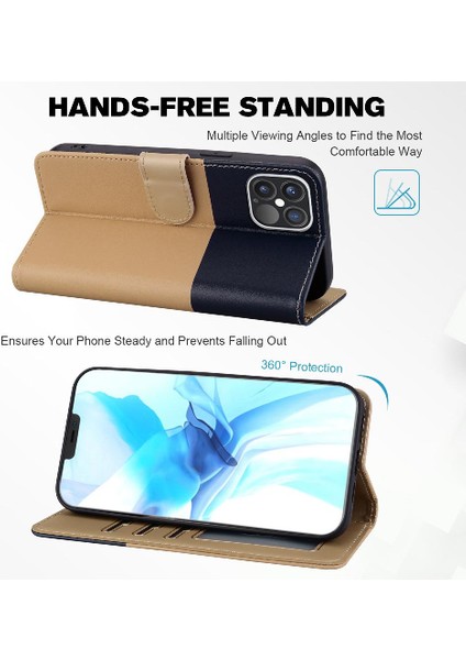 Iphone 12 Için Kılıf Pro / Pro Max Cüzdan Kapak Çevirin Darbeye Basit Kılıf (Yurt Dışından)