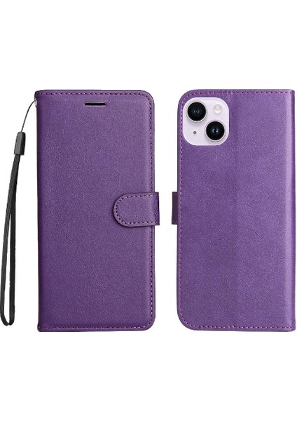 Iphone 15 Için Flip Case Artı Klasik Düz Renk Iş Cüzdan Telefon (Yurt Dışından)