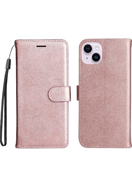Iphone 15 Için Flip Case Artı Klasik Düz Renk Iş Cüzdan Telefon (Yurt Dışından)