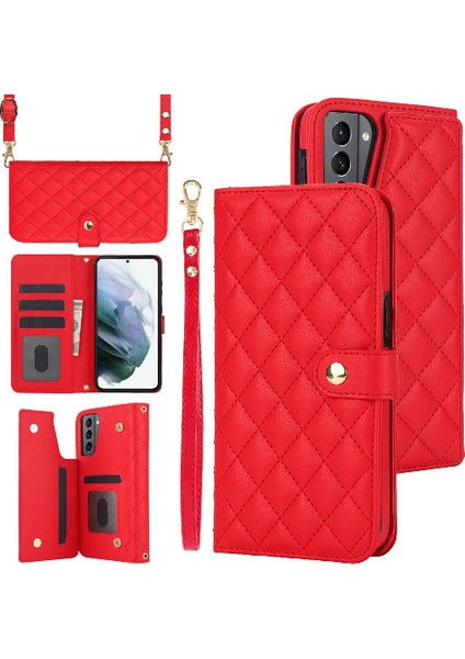 Mellow Shop Samsung Galaxy S23 Fe Crossbody Tarzı 5 Kart Yuvaları ile Deri (Yurt Dışından)