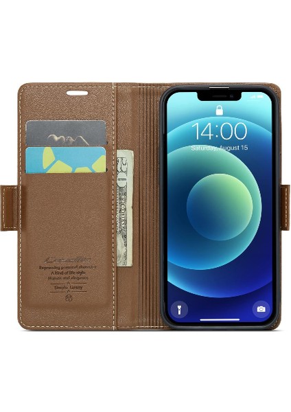 IPhone 12 Mini Cüzdan Kılıf Anti Dolandırıcılık Kart Yuvası Darbeye Dayanıklı (Yurt Dışından)