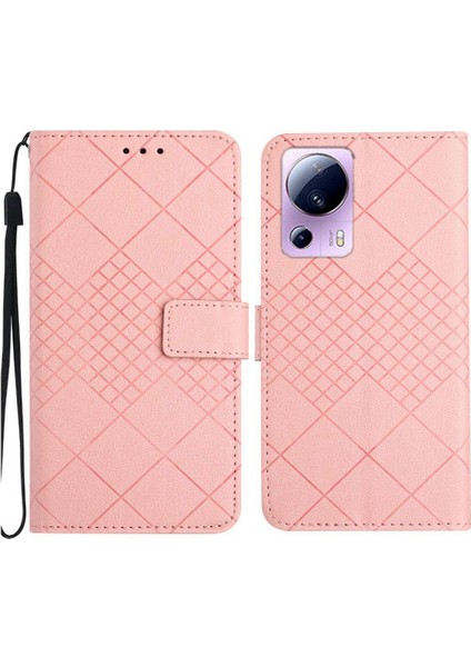 Xiaomi 13 Lite Için Flip Case Elmas Kabartmalı Kart Yuvası Standı Cüzdan Pu (Yurt Dışından)