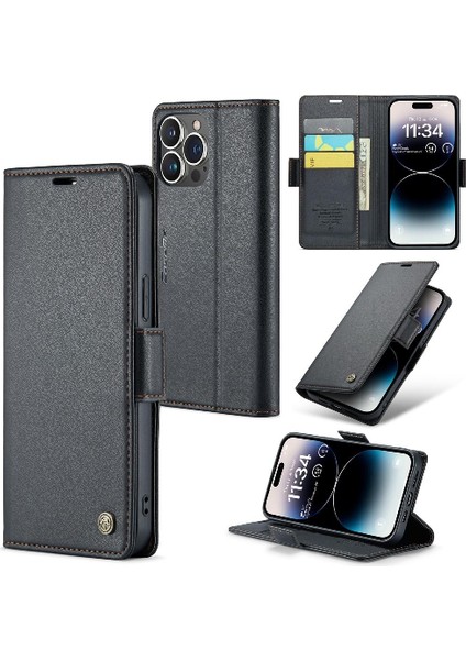 IPhone 14 Pro Max Darbeye Dayanıklı Durumda Anti Dolandırıcılık Cüzdan Durumda (Yurt Dışından)