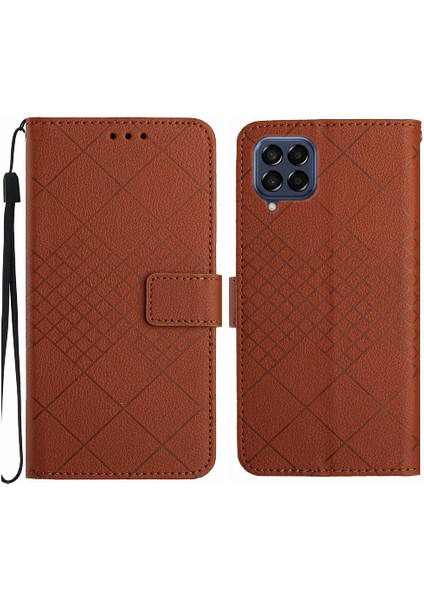 Mellow Shop Samsung Galaxy M33 5g Için Flip Case Kart Yuvası Standı Elmas Kabartmalı Pu (Yurt Dışından)