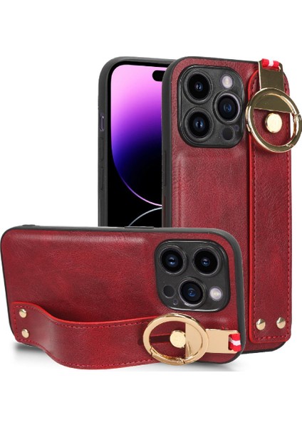 IPhone 15 Için Kılıf Pro Max Kolaylık Premium Pu Deri Bilek Kayışı (Yurt Dışından)