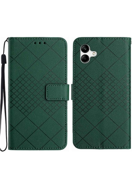 El Kayışı Cüzdan ile Samsung Galaxy A04E Elmas Kabartmalı Flip Case (Yurt Dışından)