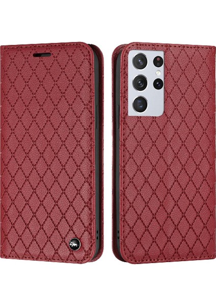 Samsung Galaxy S21 Ultra Flip Kart Yuvaları Tutucu Cüzdan Iş Için Kılıf (Yurt Dışından)