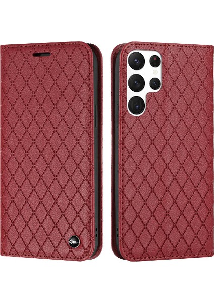 Samsung Galaxy S22 Ultra Kart Yuvaları Tutucu Flip Cüzdan Manyetik (Yurt Dışından)