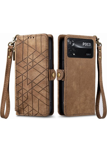 Xiaomi Poco X4 Pro 5g Için Flip Case Cüzdan Kapak Çevirin Darbeye Basit (Yurt Dışından)