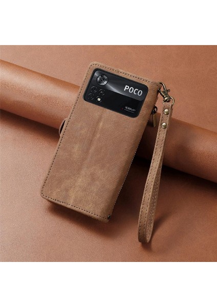 Xiaomi Poco X4 Pro 5g Için Flip Case Cüzdan Kapak Çevirin Darbeye Basit (Yurt Dışından)