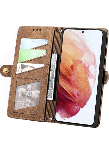 Samsung Galaxy S21 Için Flip Case Deri Kılıf Kapak Darbeye (Yurt Dışından)