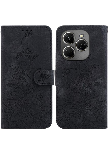Tecno Spark 20 Pro 4g Cüzdan Kickstand Manyetik Kabartmalı Zambak Için Kılıf (Yurt Dışından)