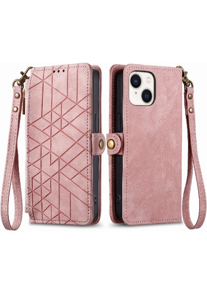 IPhone 15 Için Flip Case Deri Kılıf Cüzdan Kapak Kapak Darbeye Basit (Yurt Dışından)