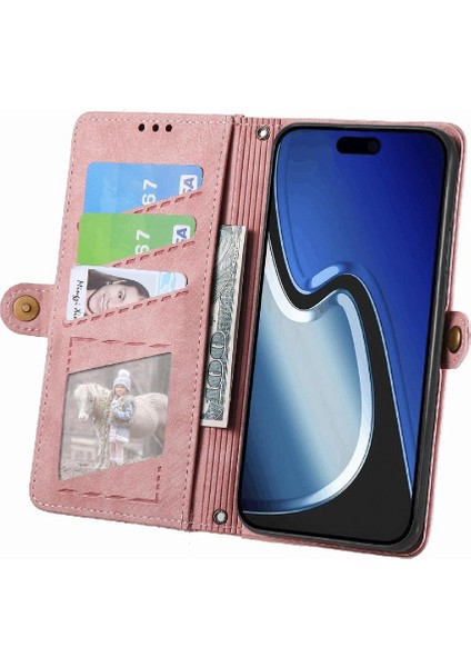 IPhone 15 Için Flip Case Deri Kılıf Cüzdan Kapak Kapak Darbeye Basit (Yurt Dışından) modelleri
