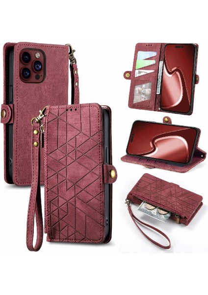 IPhone 15 Için Flip Case Pro Darbeye Kapak Kapak Cüzdan Basit Iş (Yurt Dışından)