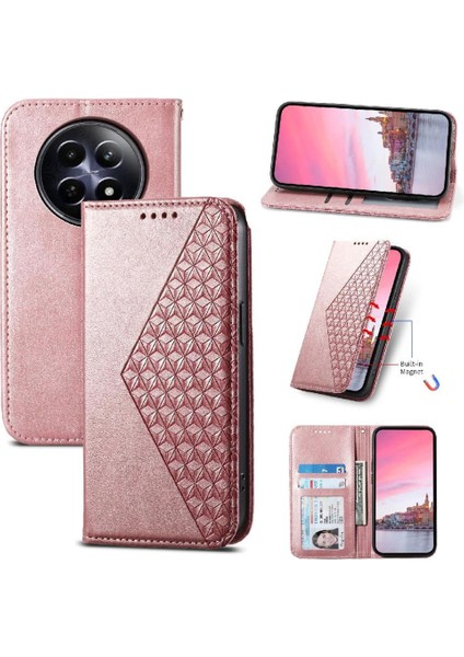 Realme 12 5g El Kayışı Standı Için Flip Case Günlük Kullanım Eşkenar Dörtgen Şekli Cüzdan (Yurt Dışından) indirimleri
