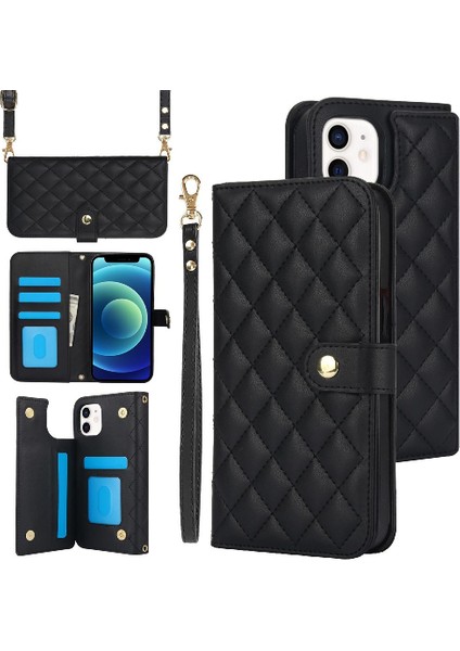 Iphone 12/12 Pro Standı Fonksiyonu Crossbody Tarzı 5 Kart Yuvaları ile (Yurt Dışından)