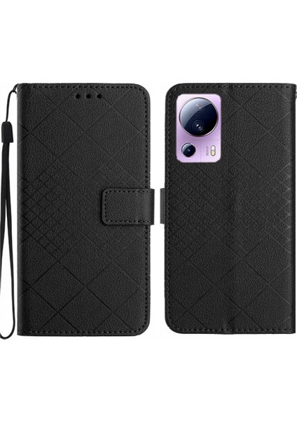 Xiaomi 13 Lite Için Flip Case Elmas Kabartmalı Kart Yuvası Standı Cüzdan Pu (Yurt Dışından)