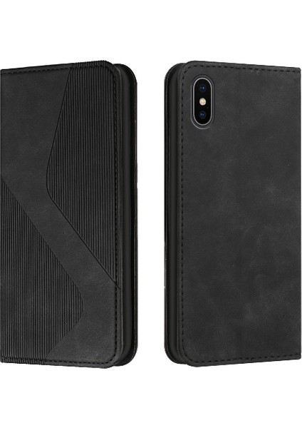 IPhone Xs Max Cüzdan Için Kılıf Kickstand Pu Deri Kart Yuvaları Tutucu Folio (Yurt Dışından)