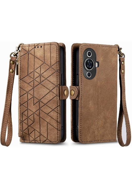 Huawei Nova 11 Için Flip Case Deri Kılıf Cüzdan Kapak Kapak Basit (Yurt Dışından)