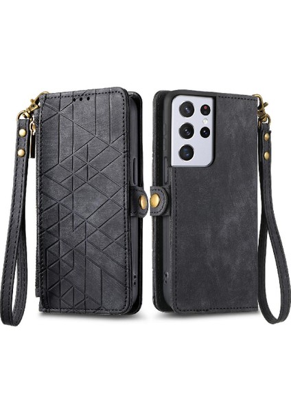 Samsung Galaxy S21 Ultra Darbeye Deri Kılıf Için Flip Case Basit (Yurt Dışından)