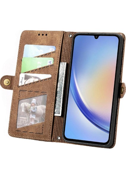 Samsung Galaxy A34 5g Için Flip Case Darbeye Cüzdan Kapak Kapak Basit (Yurt Dışından)