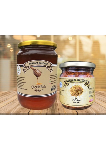 Çiçek Balı (Kestane Ihlamur Kekik...) (Organik) 950 gr - Polen 100 gr