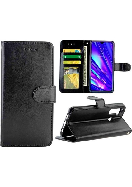 Realme 5 Pro Manyetik Kapatma Pu Deri Darbeye Dayanıklı Kart Için Flip Case (Yurt Dışından)
