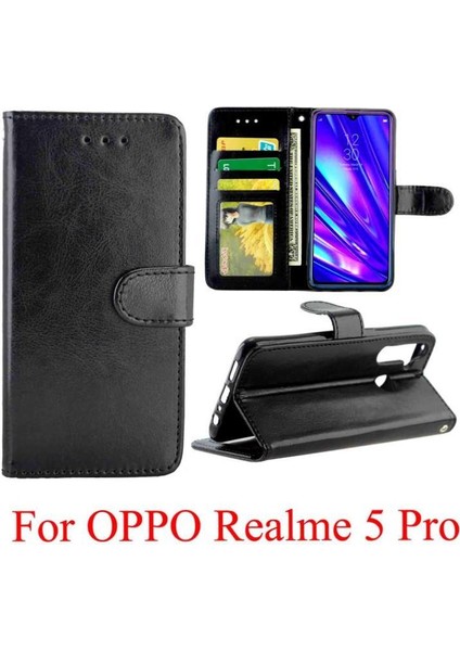 Realme 5 Pro Manyetik Kapatma Pu Deri Darbeye Dayanıklı Kart Için Flip Case (Yurt Dışından)