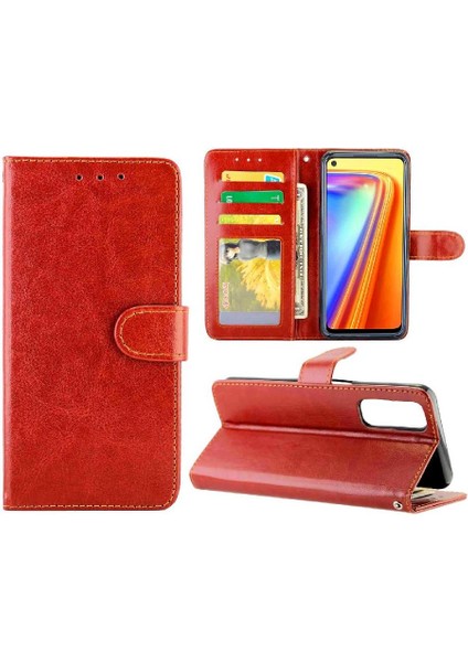 Realme 7 Kart Tutucu Darbeye Pu Deri Kickstand Için Flip Case (Yurt Dışından)