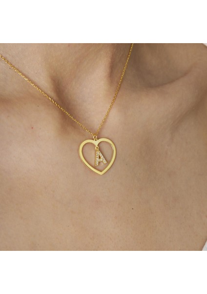 Ince Kalp Askı Harf Kolyesi modelleri