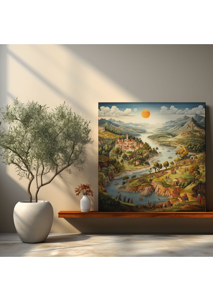 Anadolu Kanvas Tablo - Osmanlı Manzarası - Anadolu, Kültürel Cazibe, Duvar Sanatı, Kanvas Tablo, 30X30