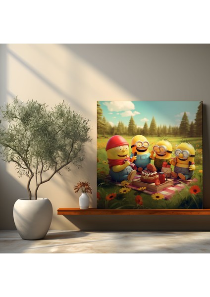 Minionlar Kanvas Tablo - Renkli Karikatür Duvar Tablosu - Minionlar, Kanvas Tablo, Ev Dekorasyonu, Duvar Sanatı, 30X30