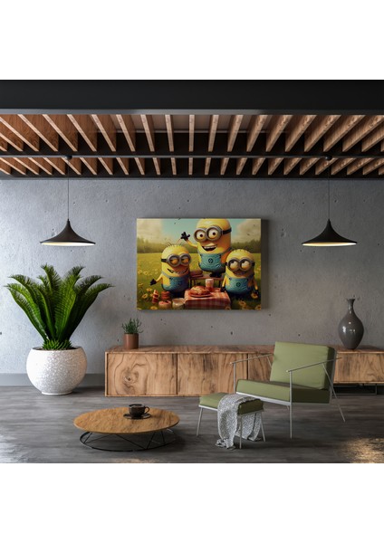 Minyonlar Kanvas Tablo - Karikatür Tarzı Illustrasyon Duvar Tablosu - Minionlar, Kanvas Tablo, Ev Dekorasyonu, Duvar Sanatı, 30X30 fiyatları
