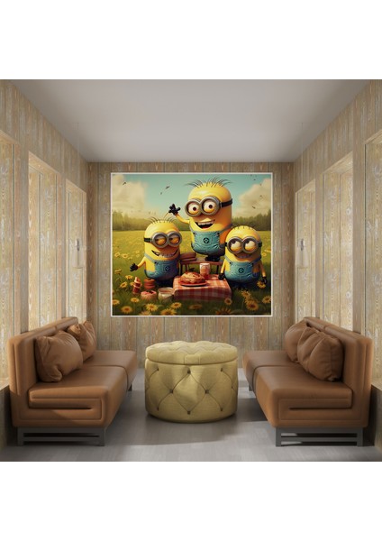 Minyonlar Kanvas Tablo - Karikatür Tarzı Illustrasyon Duvar Tablosu - Minionlar, Kanvas Tablo, Ev Dekorasyonu, Duvar Sanatı, 30X30 modelleri