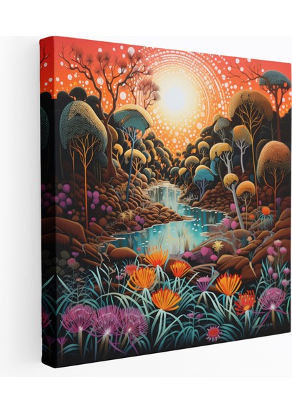 Aborijin Duvar Sanatı - Flora ve Fauna Vizyonları - Aborijin, Ataların Toprakları, Ev Dekorasyonu, Aborijin, 30X30