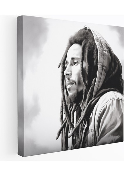Bob Marley Kanvas Tablo - Bob Marley, Kanvas Tablo, Siyah Beyaz, Duygusal Bakış, 70X70