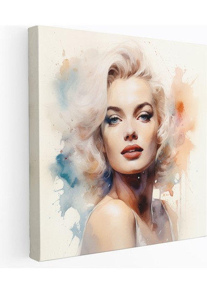 Suluboya Marilyn Monroe Kanvas Tablo - Marilyn Monroe, Ev Dekorasyonu, Narin Renk Yıkamalar, Duvar Dekorasyonu, 30X30