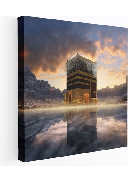 Kabe Duvar Tablosu - Fotogerçekçi Şafak Görünümü - Kanvas Tablo - Kabe, Kanvas Tablo, Huzur, Şafak Görünümü, 30X30