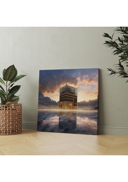 Kabe Duvar Tablosu - Fotogerçekçi Şafak Görünümü - Kanvas Tablo - Kabe, Kanvas Tablo, Huzur, Şafak Görünümü, 30X30