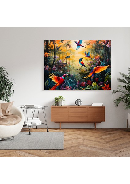 Yaban Hayatı Duvar Sanatı - Ormanda Canlı Akrilik Kuşlar Kanvas Tablo - Yaban Hayatı, Tropikal Orman, Kanvas Tablo, Doğa, 30X30 fiyatları