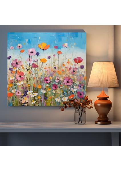 Karışık Teknik Kır Çiçeği Tarlası Kanvas Tablo, 30X30 fiyatları
