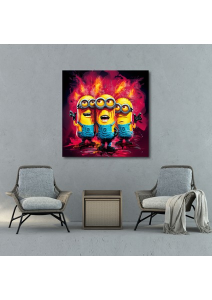 Minyonlar Kanvas Tablo - Pop Art Afacan Duvar Tablosu - Minionlar, Ev Dekorasyonu, Kanvas Tablo, Hayat, 50X50 fiyatları