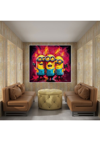 Minyonlar Kanvas Tablo - Pop Art Afacan Duvar Tablosu - Minionlar, Ev Dekorasyonu, Kanvas Tablo, Hayat, 50X50 modelleri